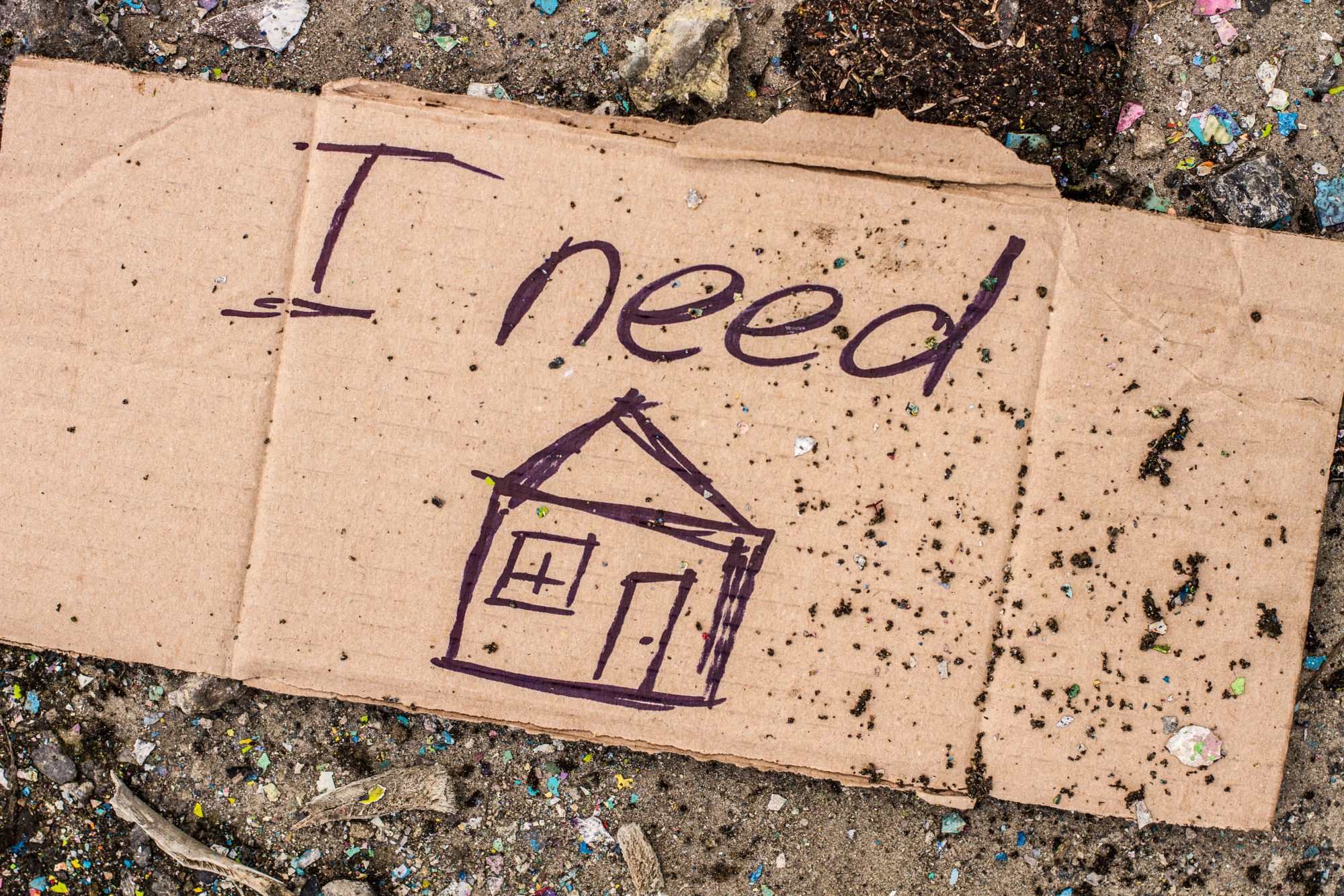 Hand drawn Sign - I need housing